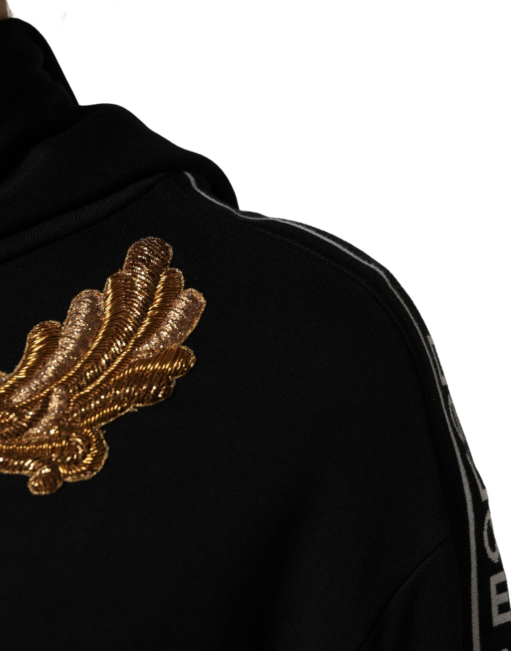 Felpa con cappuccio e nappe ricamate nera Dolce & Gabbana