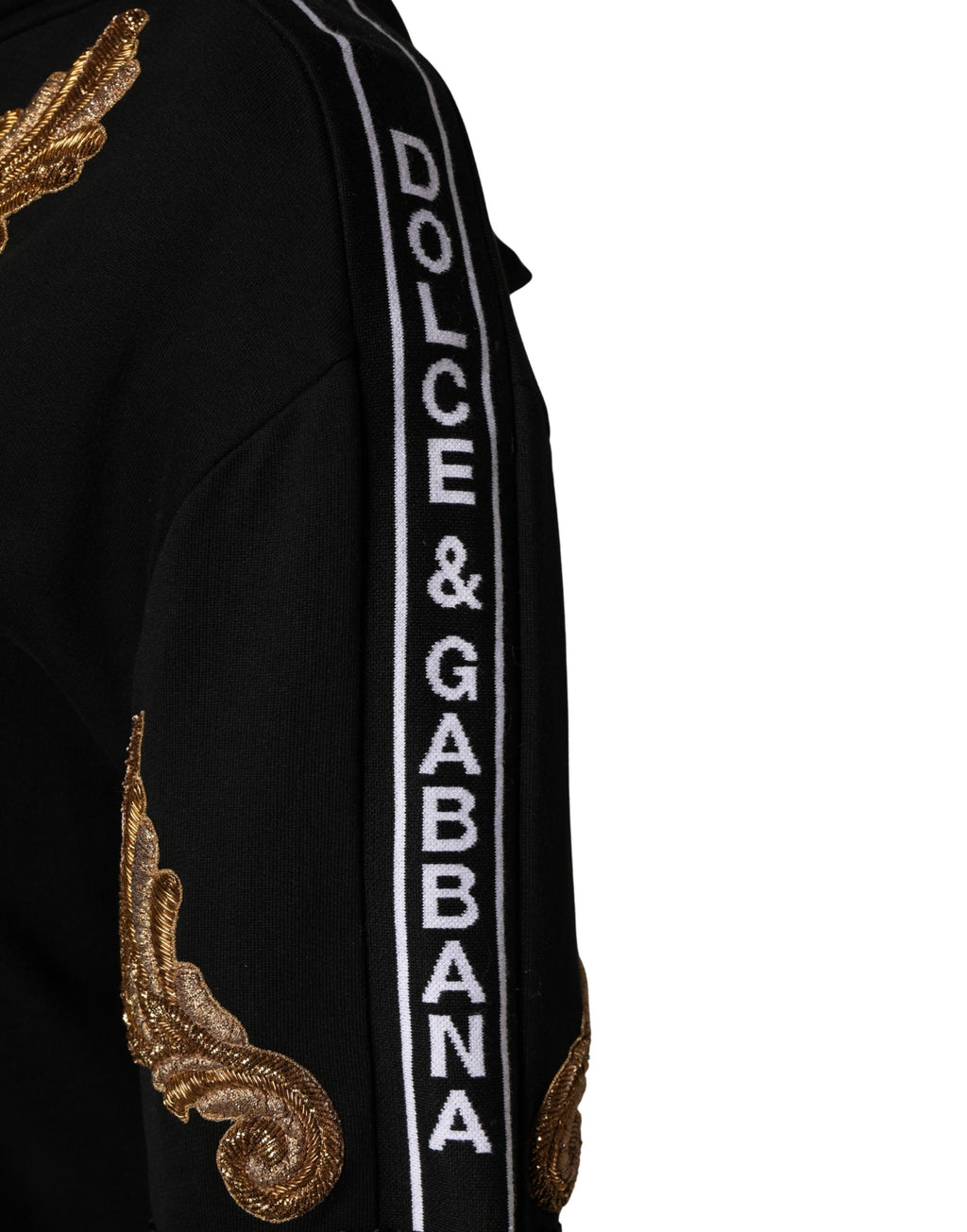 Felpa con cappuccio e nappe ricamate nera Dolce & Gabbana