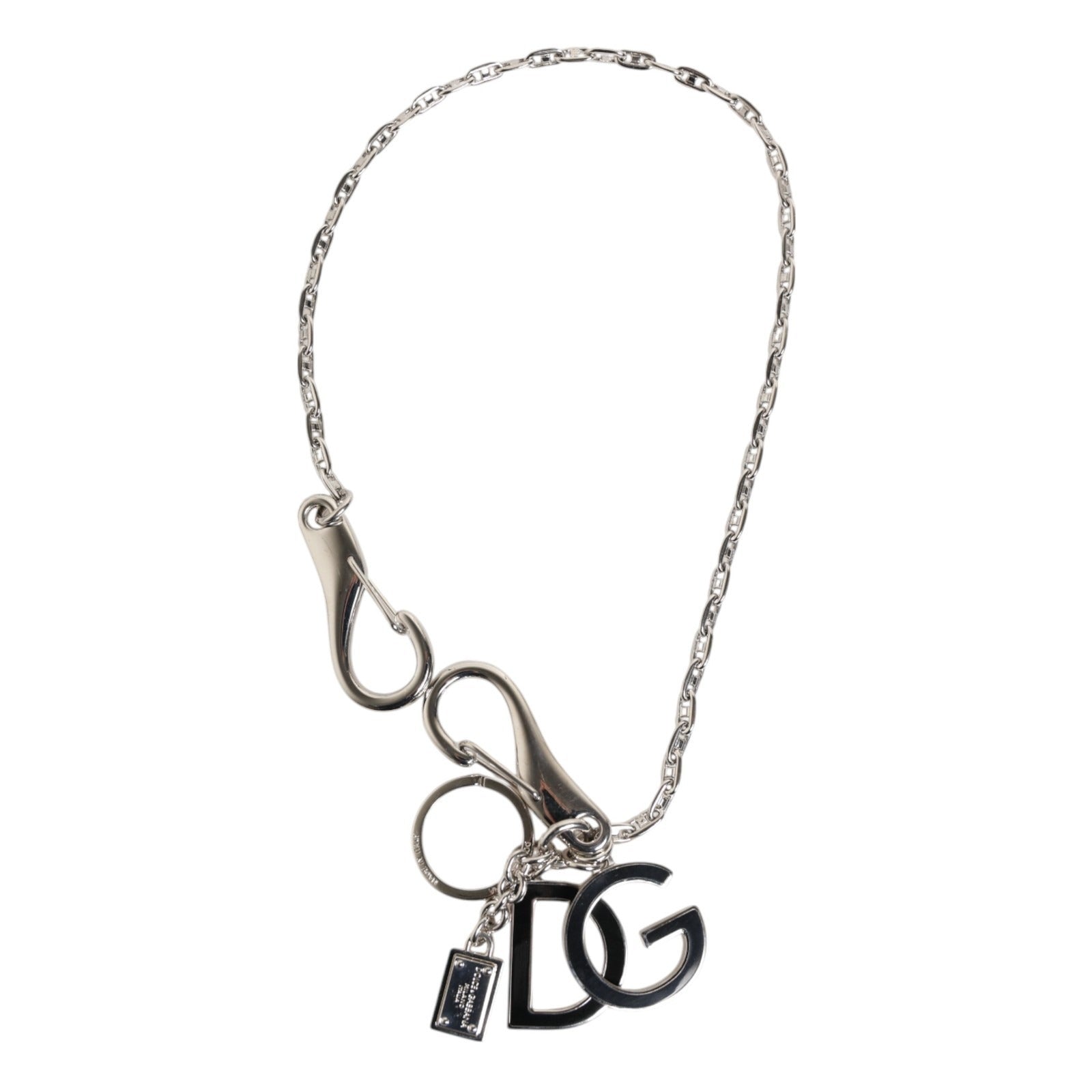 Dolce & Gabbana Portachiavi Charm Borsa con Logo DG Tonalità Argento