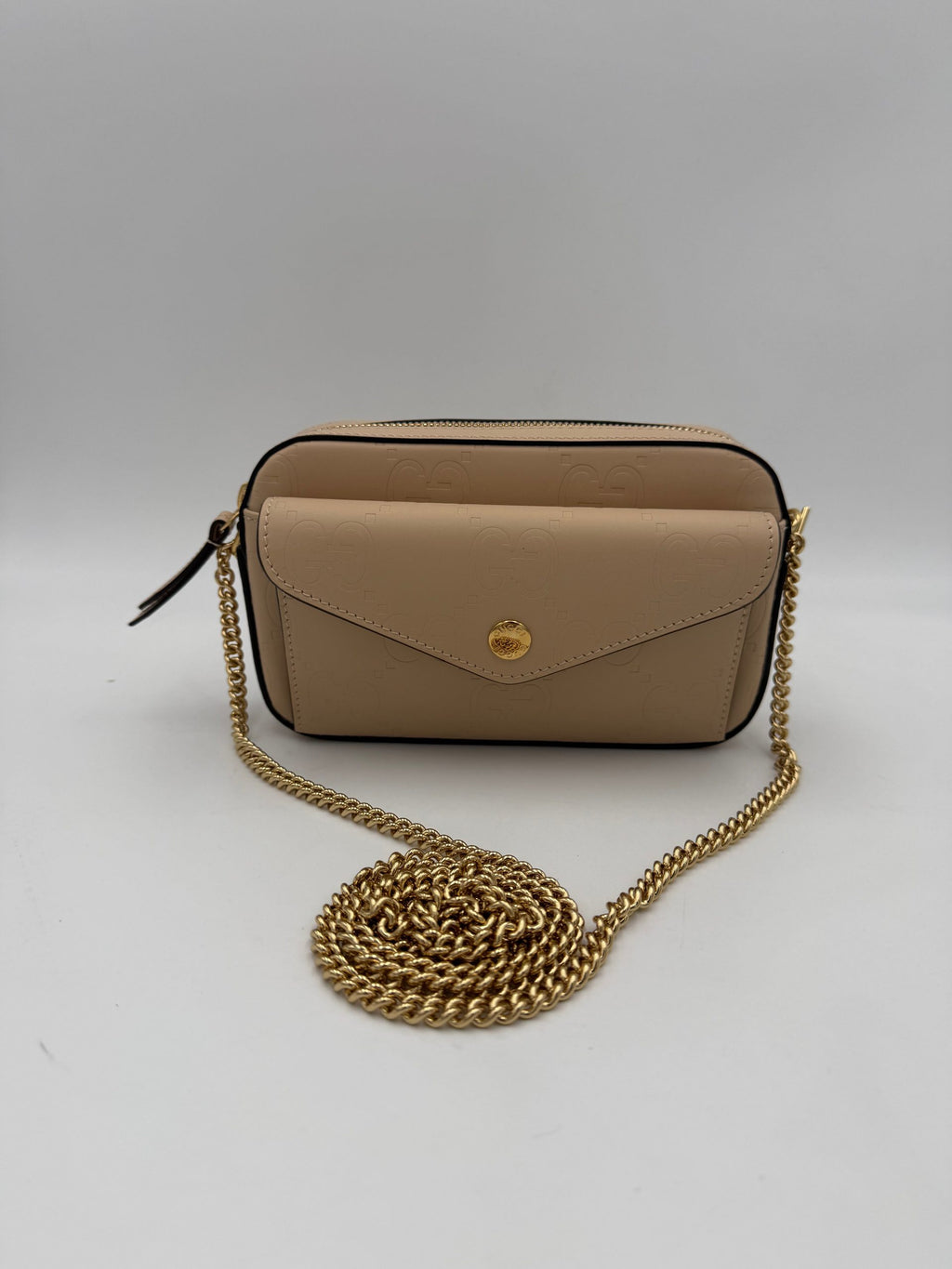 Gucci GUCCI GG Jumbo Borsa a Tracolla Beige con Tasca Frontale