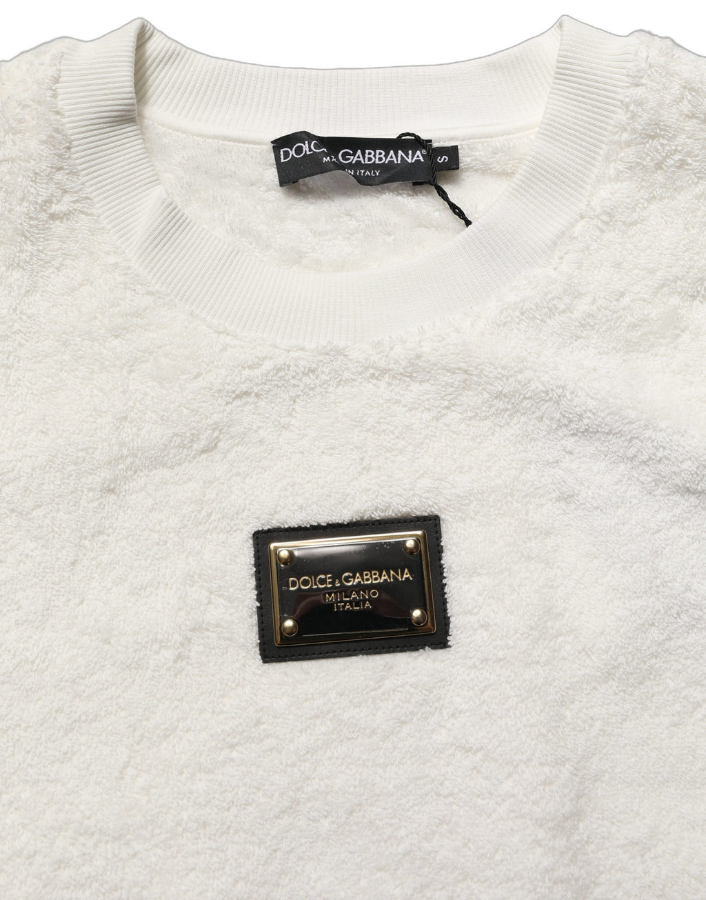 Dolce & Gabbana White LogoPlaque CrewNeck Sweatshirt Sweater