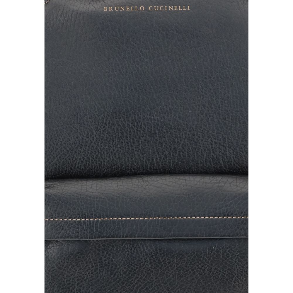 Brunello Cucinelli Black Calf Leather Bos Taurus Handbag