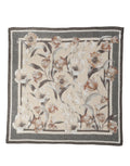 Dolce & Gabbana Men Beige Floral Linen Square Foulard Scarf