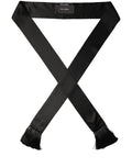 Dolce & Gabbana Black Satin Silk Skinny Fringed Shawl Scarf