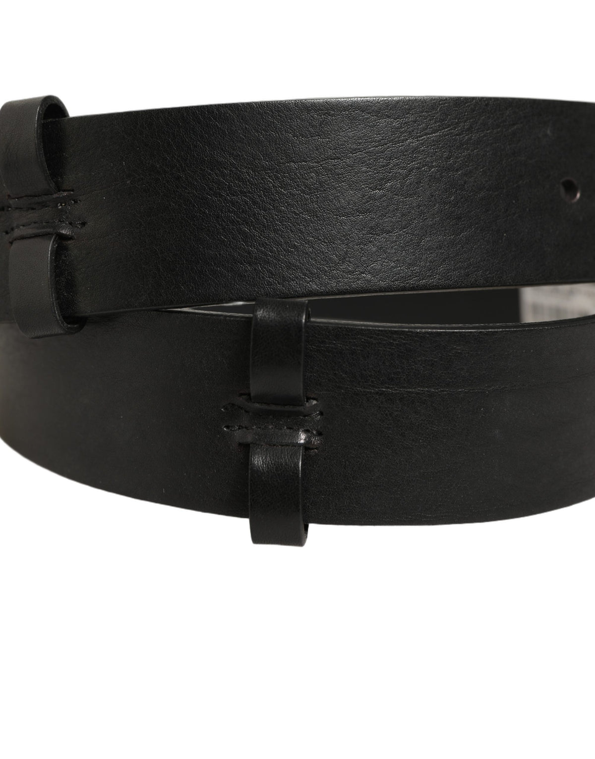 Dolce & Gabbana Black Leather Silver Tone Square Buckle Belt