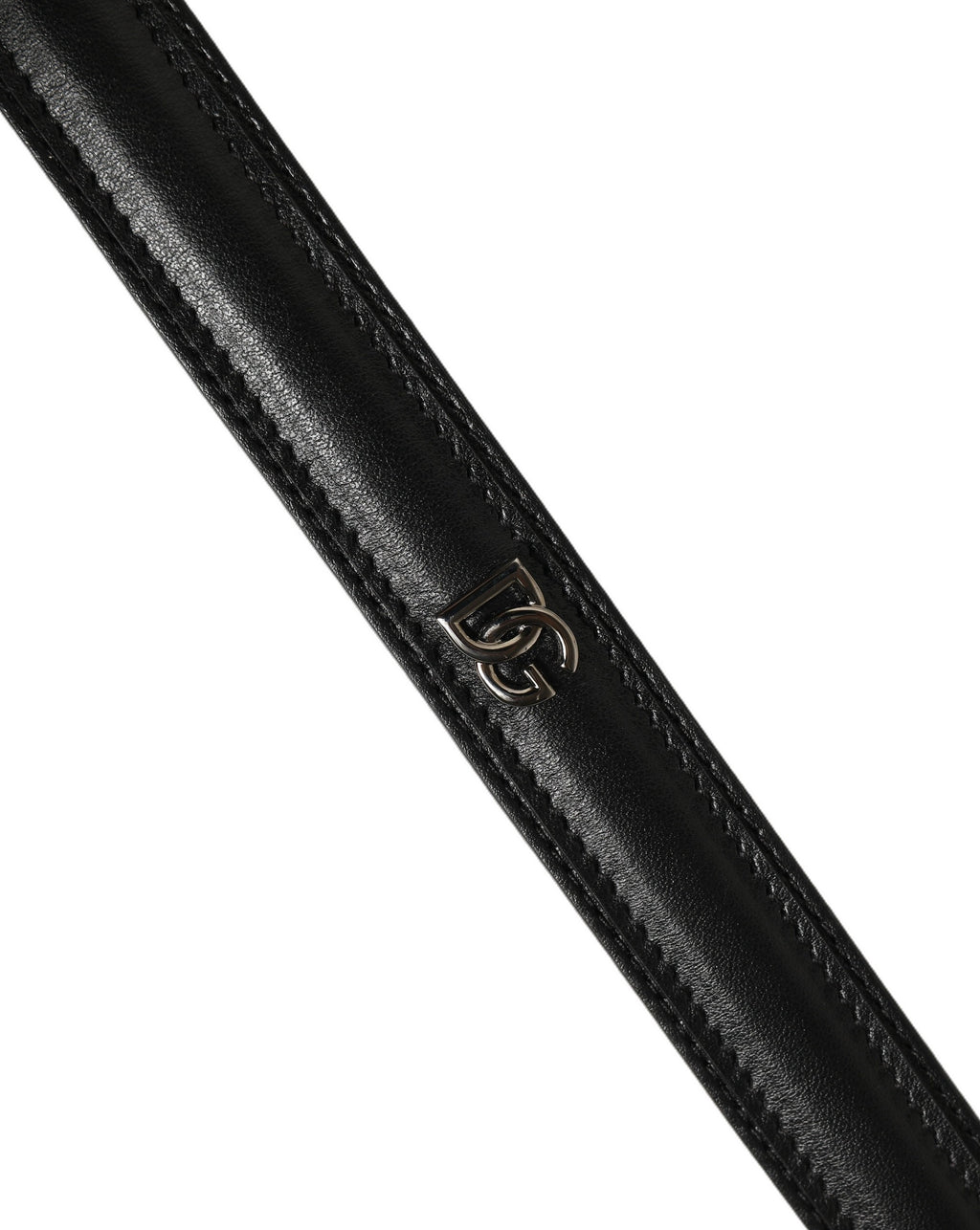 Dolce & Gabbana Black Leather Silver Tone Metal Buckle Belt