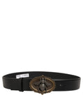 Dolce & Gabbana Black Leather Bee Accent Metal Buckle Belt