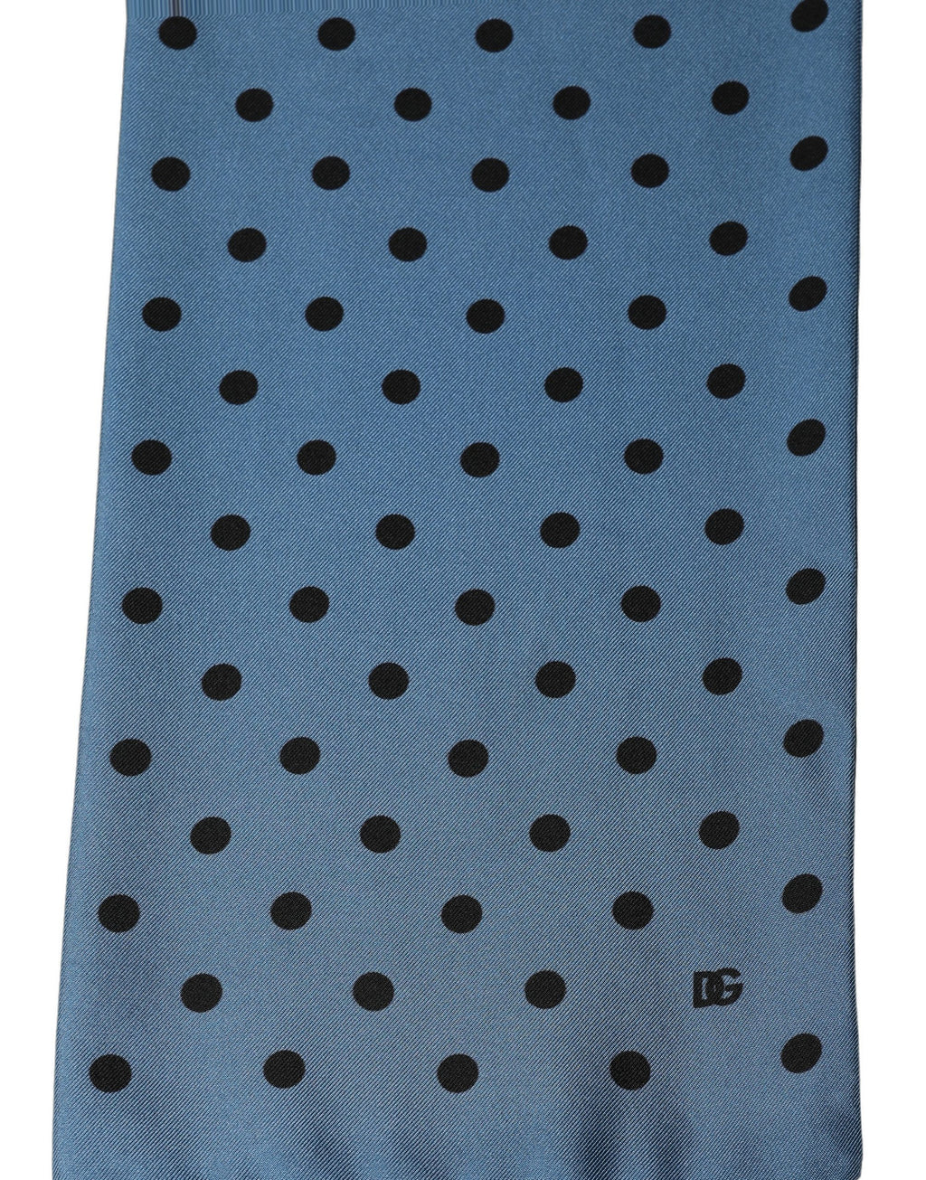 Dolce & Gabbana Blue Polka Dot Silk Fringed Lace Stole Scarf