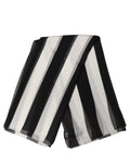 Dolce & Gabbana Black White Stripe Silk Square Foulard Scarf