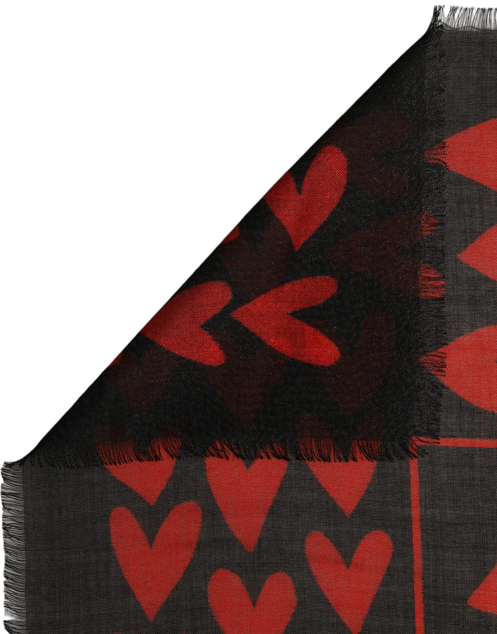 Dolce & Gabbana Black Red Cashmere Hearts Print Stole Scarf