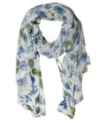 Dolce & Gabbana White Blue Floral Polyester Stole Scarf