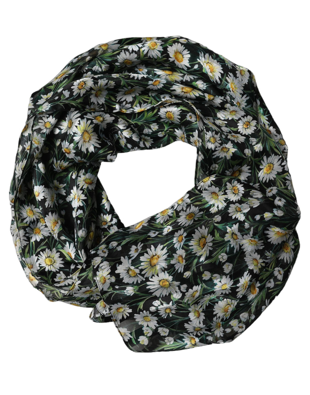 Dolce & Gabbana Black Floral Daisy Square Foulard Scarf