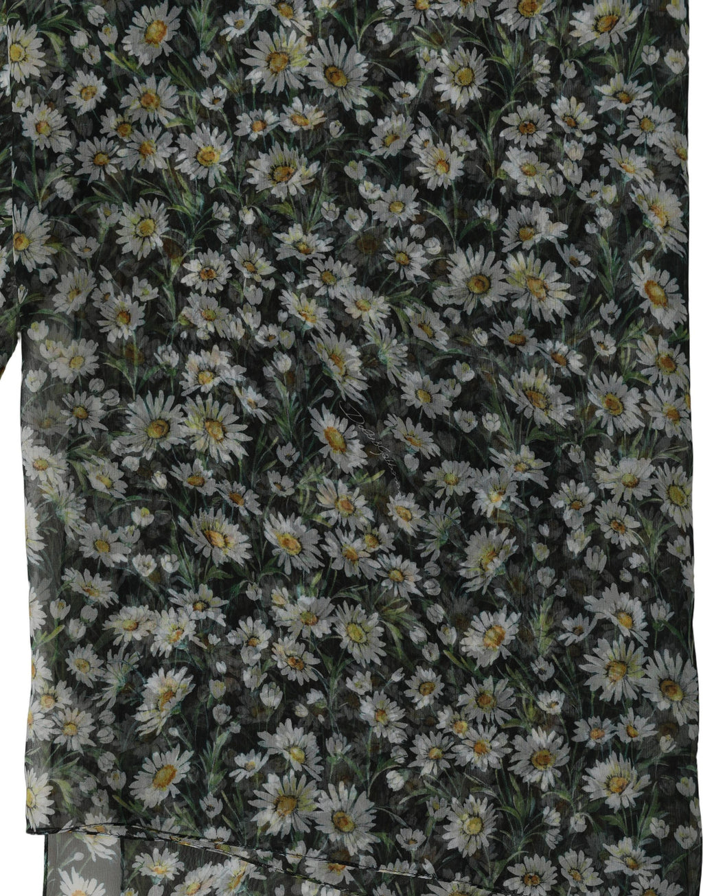 Dolce & Gabbana Black Silk Daisy Chiffon Long Stole Scarf