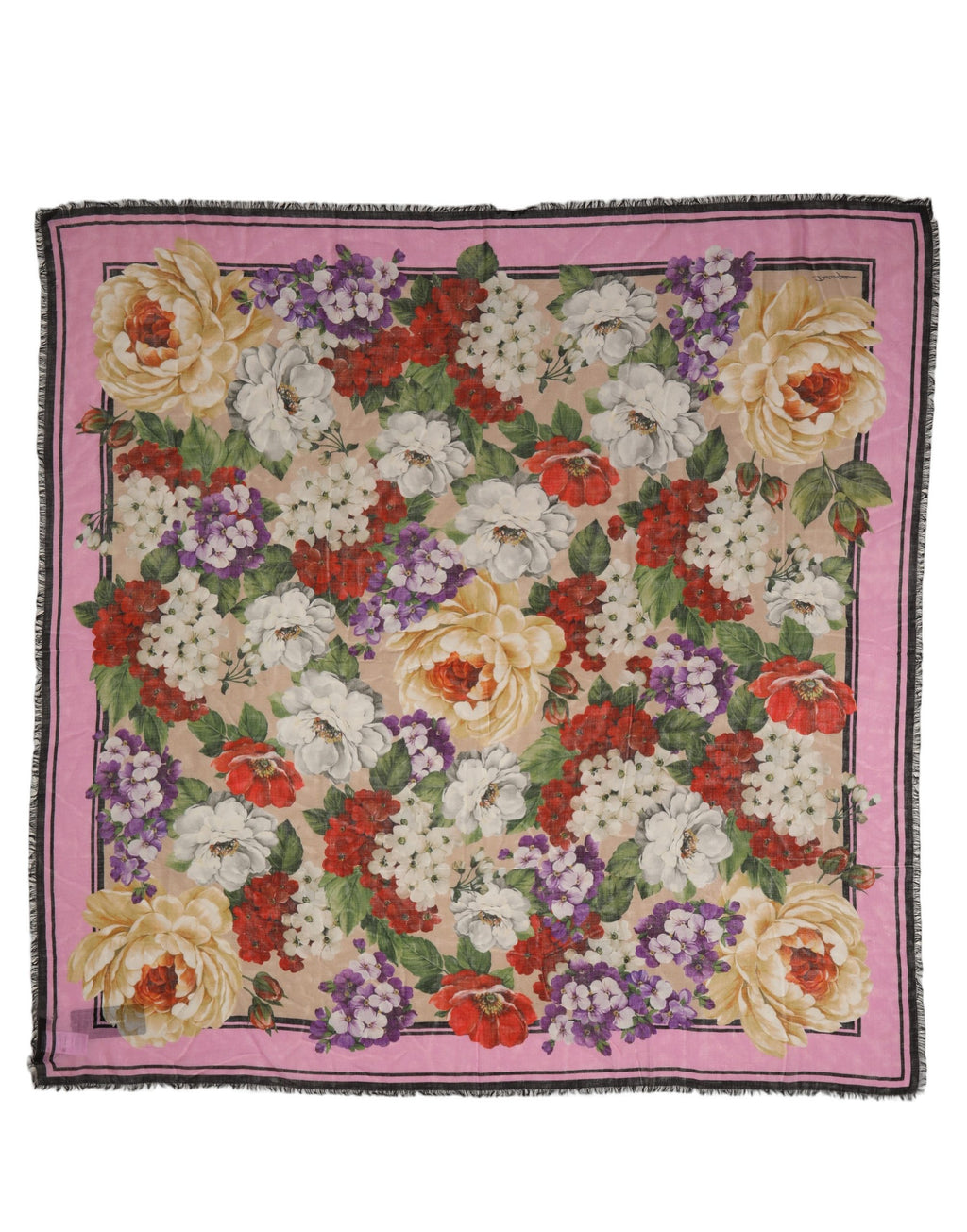 Dolce & Gabbana Multicolor Floral Cashmere Foulard Scarf
