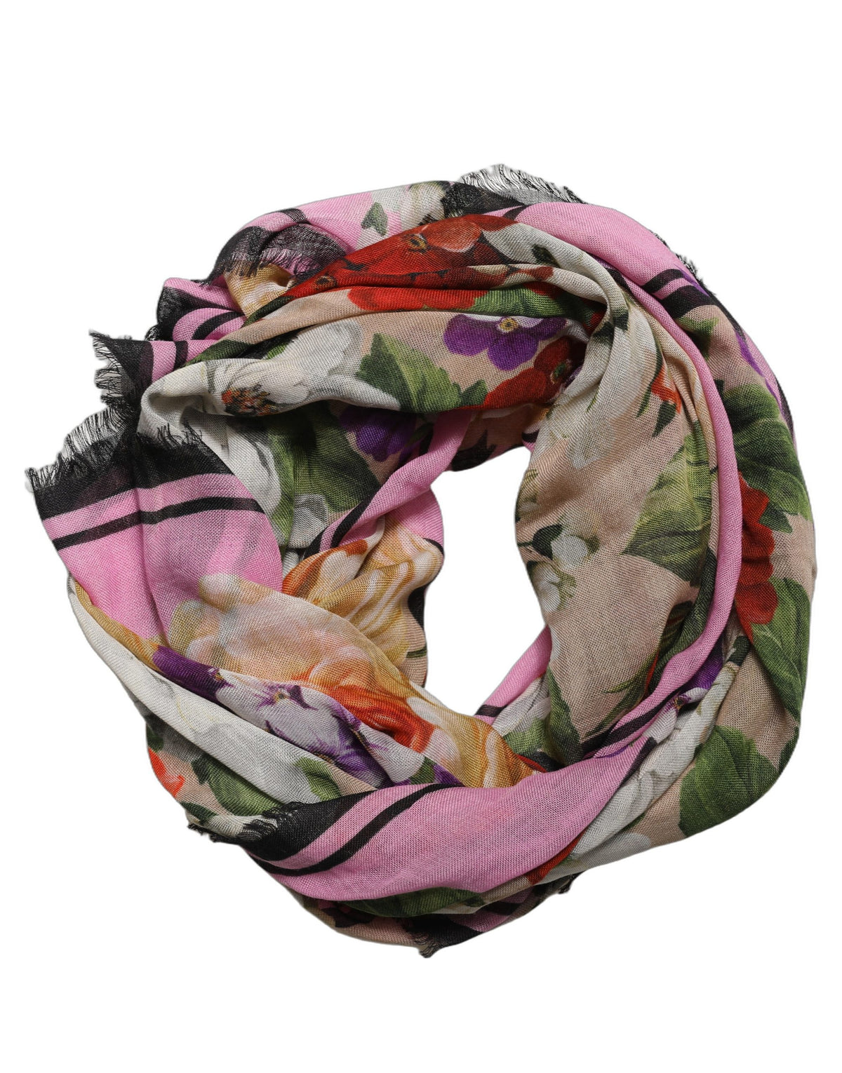 Dolce & Gabbana Multicolor Floral Cashmere Foulard Scarf