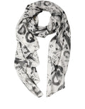 Dolce & Gabbana White Graffiti Logo Silk Shawl Stole Scarf