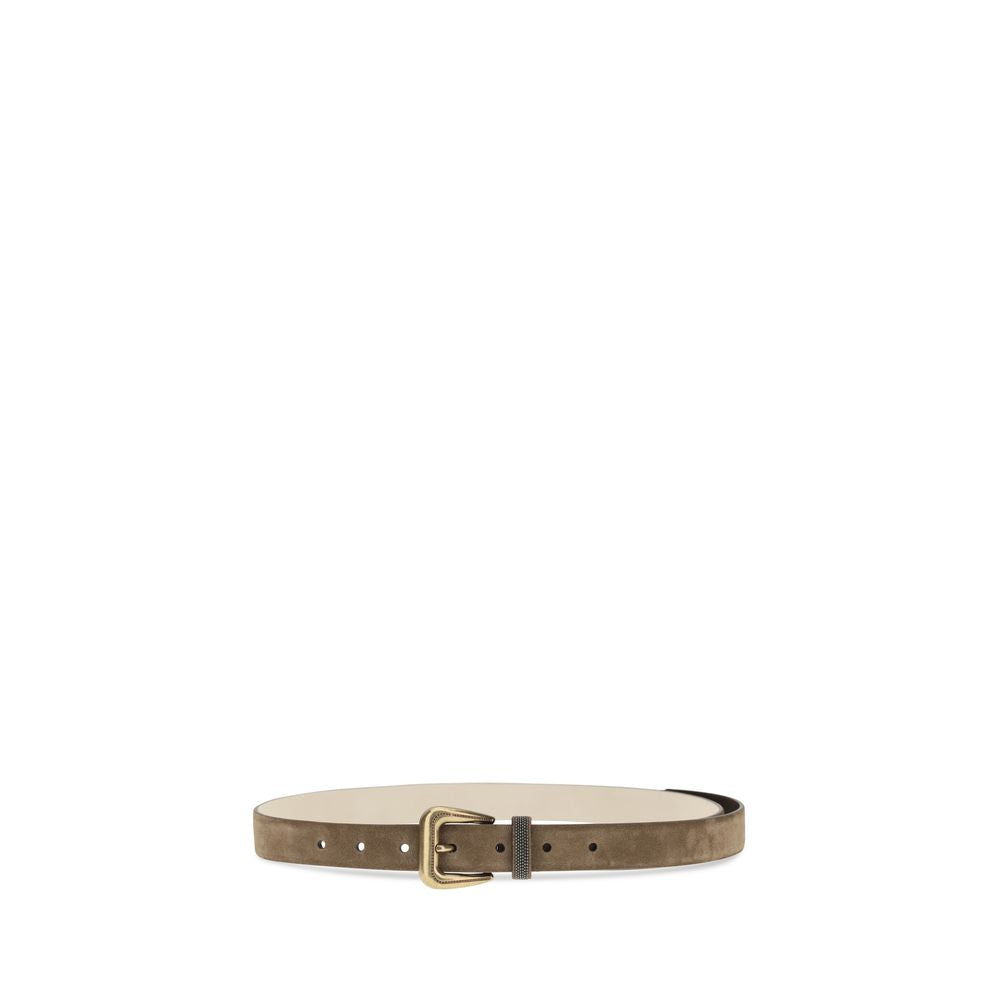 Brunello Cucinelli Brown Suede Leather Belt