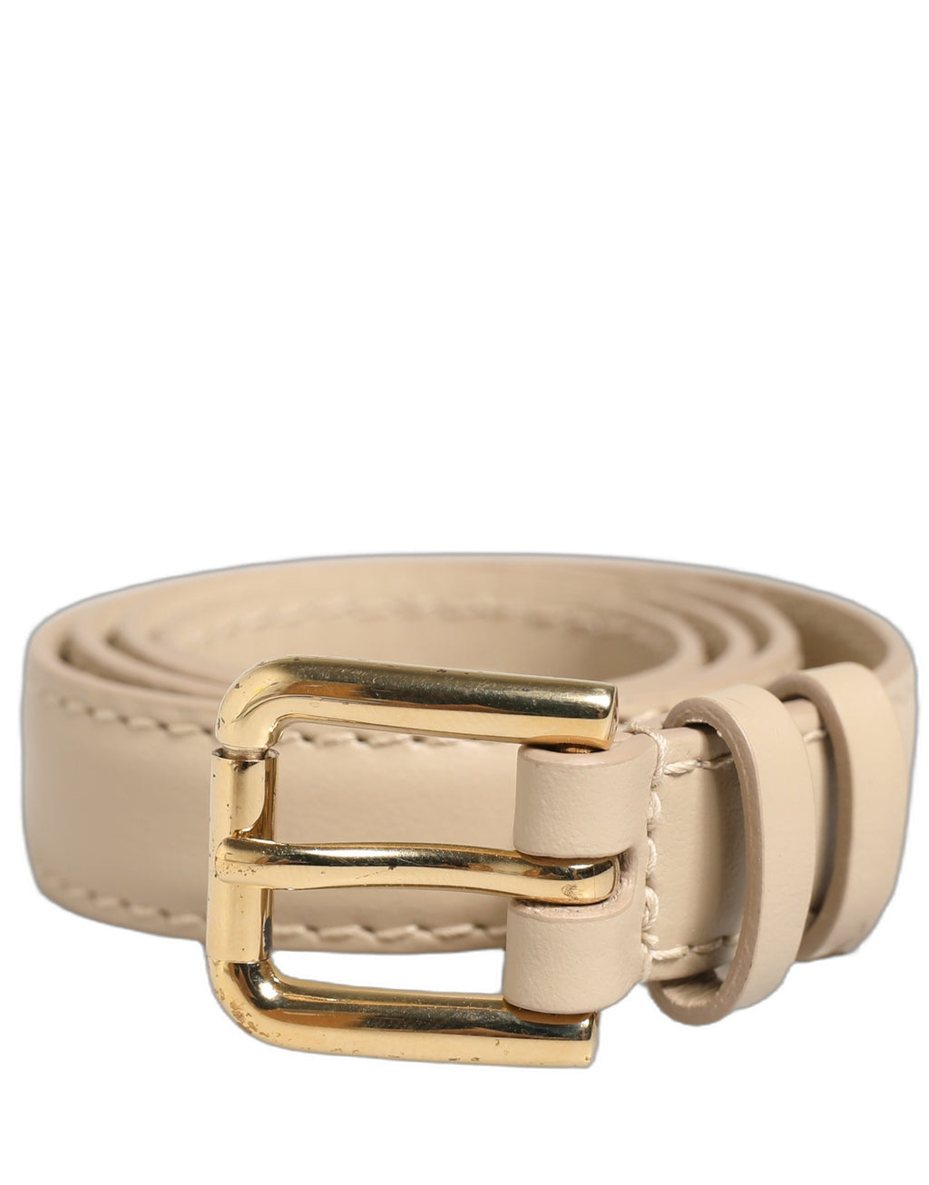 Dolce & Gabbana Beige Embossed Leather Gold Buckle Belt Strap Bracelet