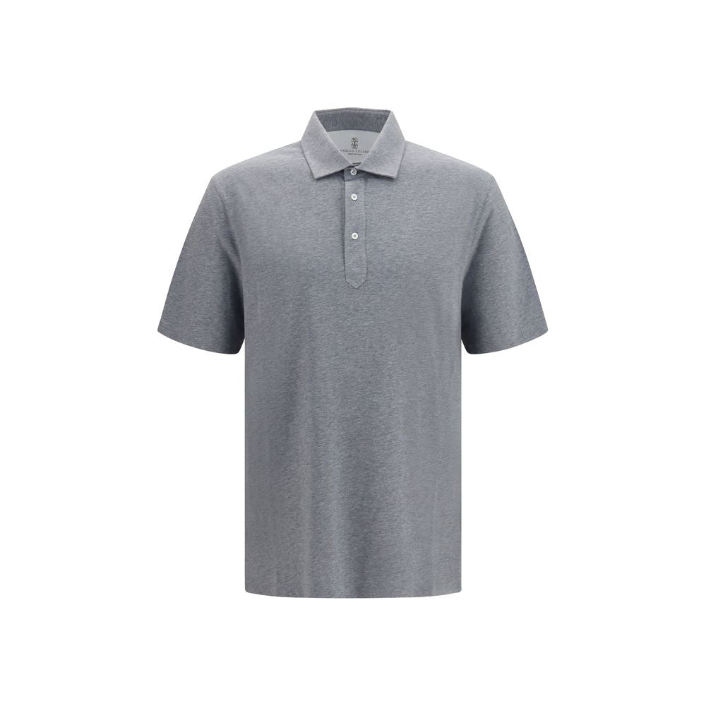 Brunello Cucinelli Gray Cotton Polo Shirt