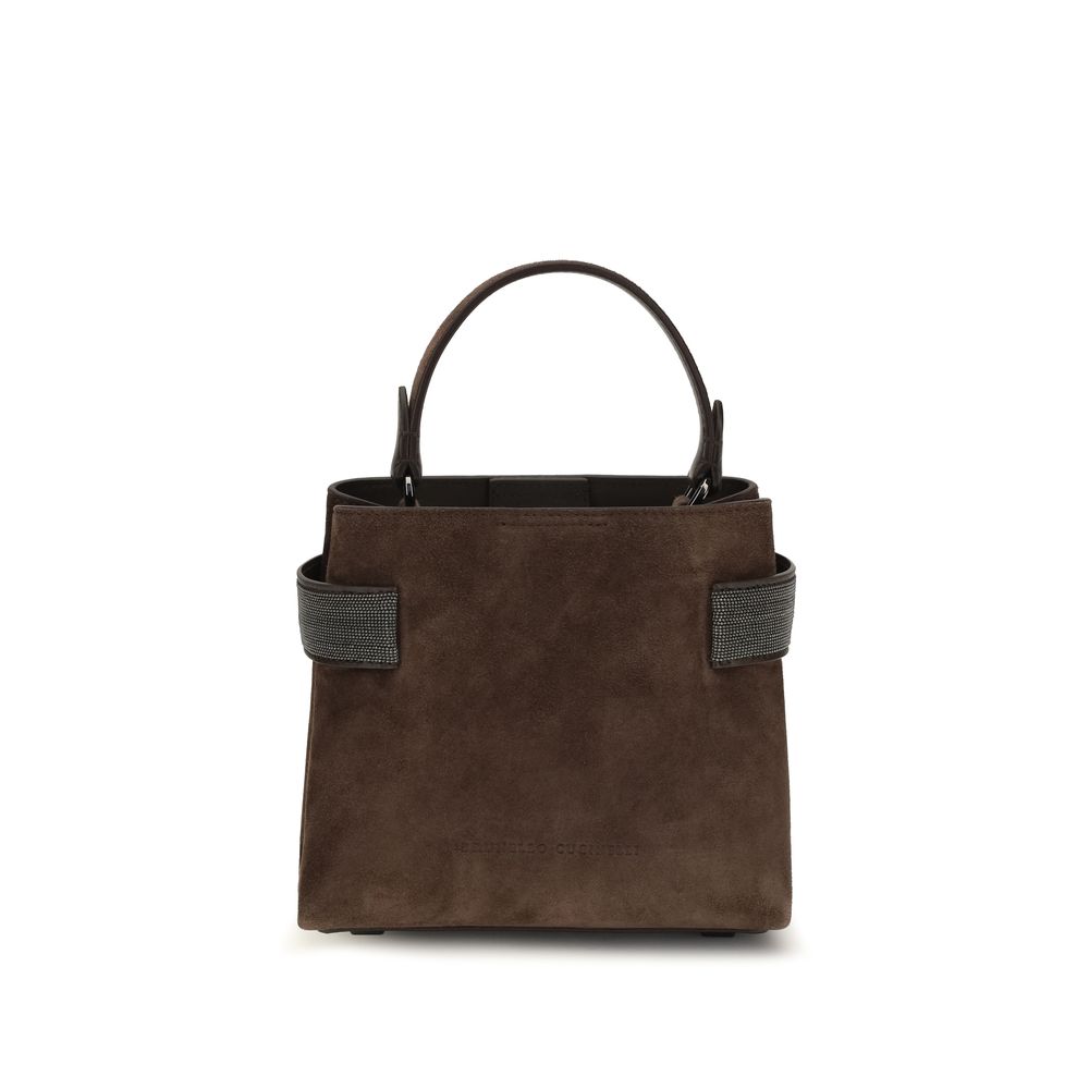 Brunello Cucinelli Brown Calf Leather Bos Taurus Shoulder Bag