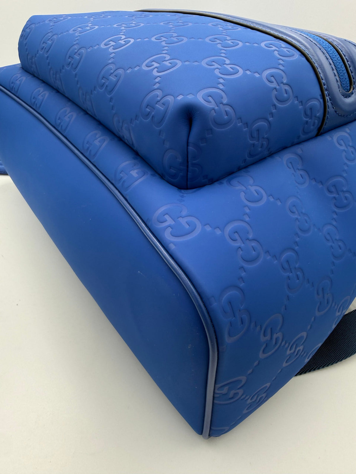Gucci GUCCI GG Leather Blue Backpack