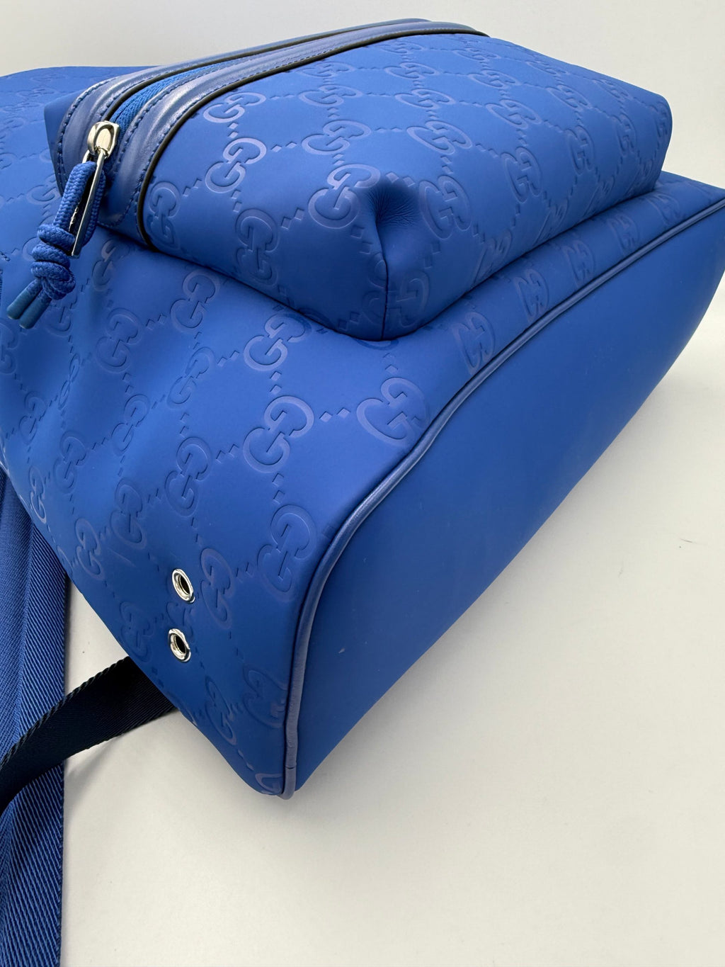 Gucci GUCCI GG Leather Blue Backpack