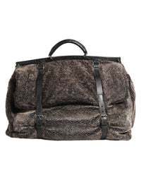 Dolce & Gabbana Black Shearling Leather Messenger Shoulder Men Borse Bag