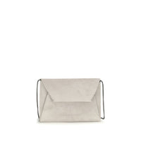 Brunello Cucinelli Gray Calf Leather Bos Taurus Shoulder Bag