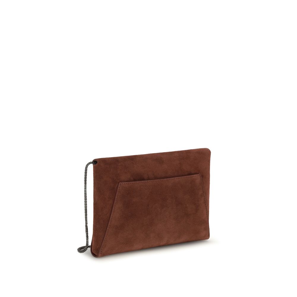 Brunello Cucinelli Bordeaux Calf Leather Bos Taurus Shoulder Bag