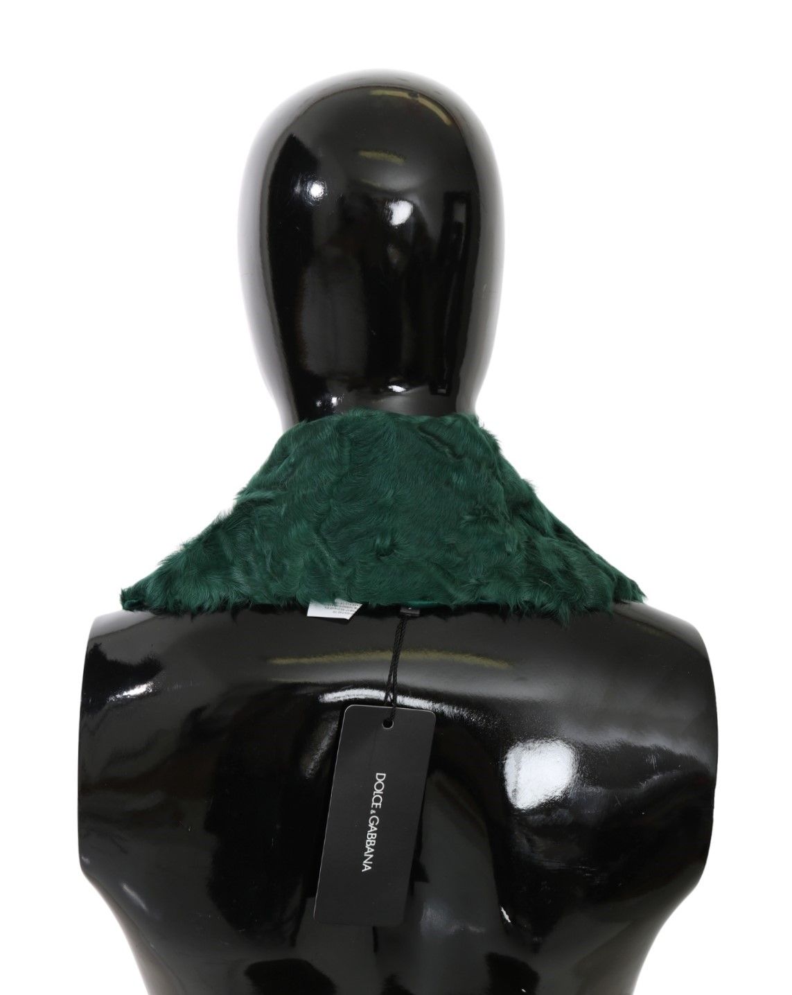Sciarpa in pelle di agnello con collo e spalle in pelliccia verde Dolce & Gabbana