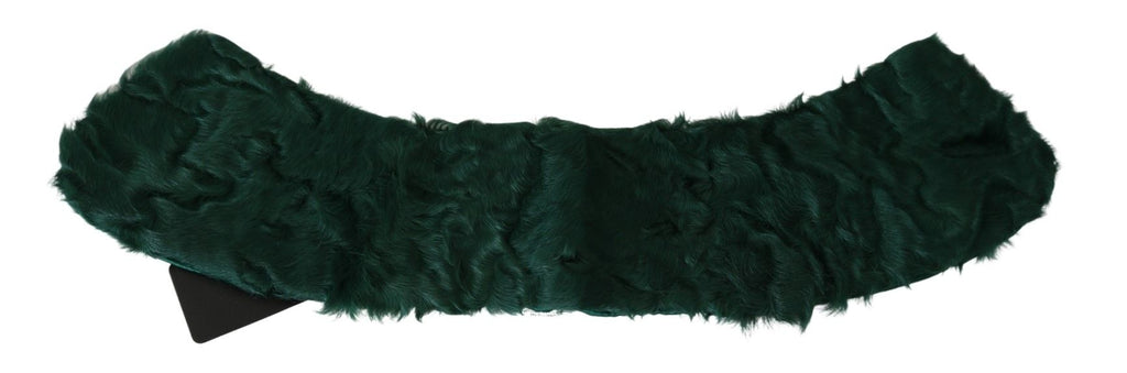 Sciarpa in pelle di agnello con collo e spalle in pelliccia verde Dolce & Gabbana
