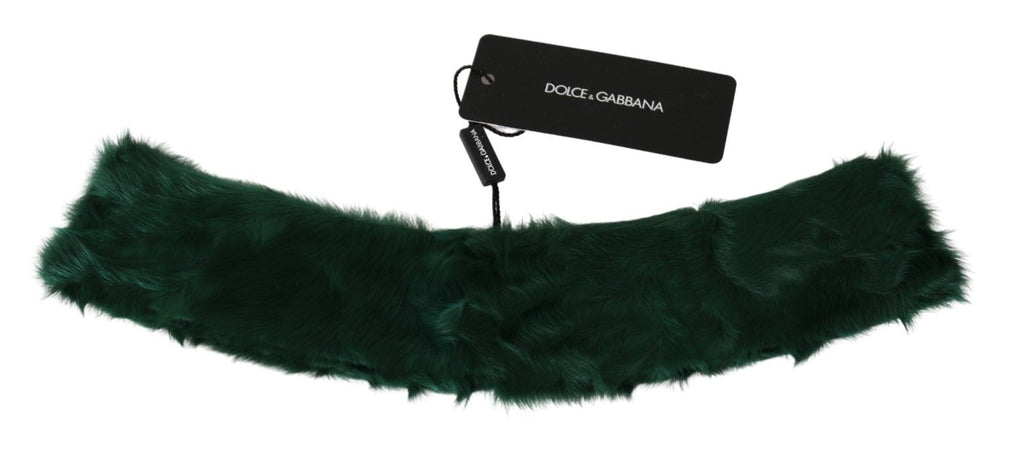Sciarpa in pelle di agnello con colletto in pelliccia verde Dolce & Gabbana