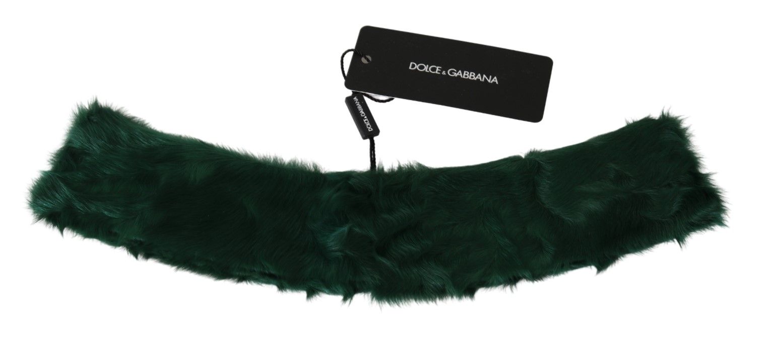 Sciarpa in pelle di agnello con colletto in pelliccia verde Dolce & Gabbana