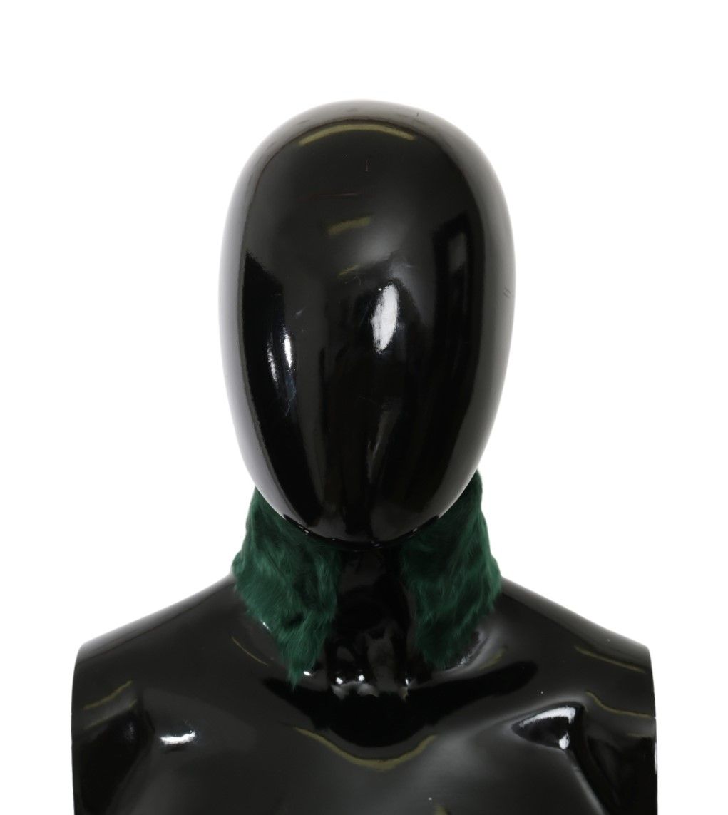 Sciarpa in pelle di agnello con colletto in pelliccia verde Dolce & Gabbana