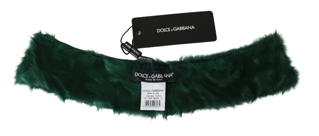 Sciarpa in pelle di agnello con colletto in pelliccia verde Dolce & Gabbana