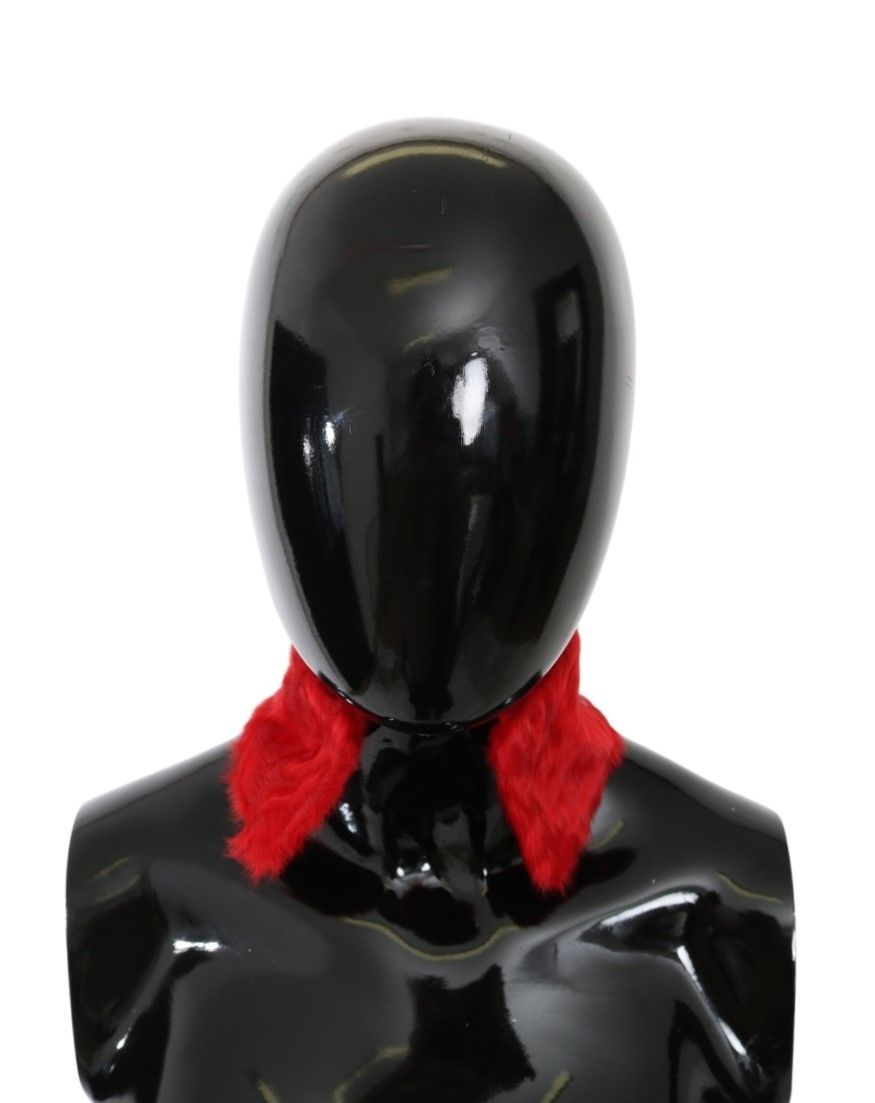 Foulard Dolce & Gabbana in pelliccia rossa con collo in pelle di agnello