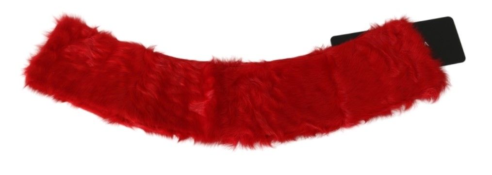 Foulard Dolce & Gabbana in pelliccia rossa con collo in pelle di agnello
