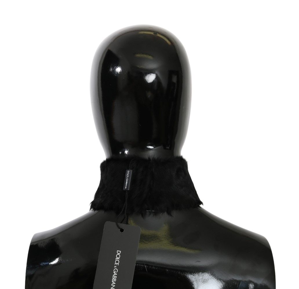 Sciarpa Dolce & Gabbana in agnello con collo in pelliccia nera