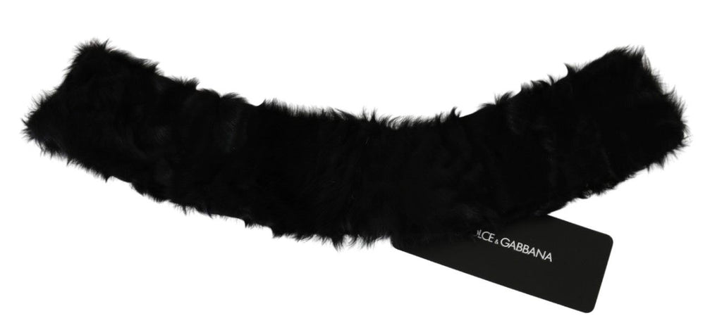 Sciarpa Dolce & Gabbana in agnello con collo in pelliccia nera