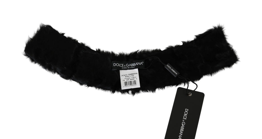 Sciarpa Dolce & Gabbana in agnello con collo in pelliccia nera