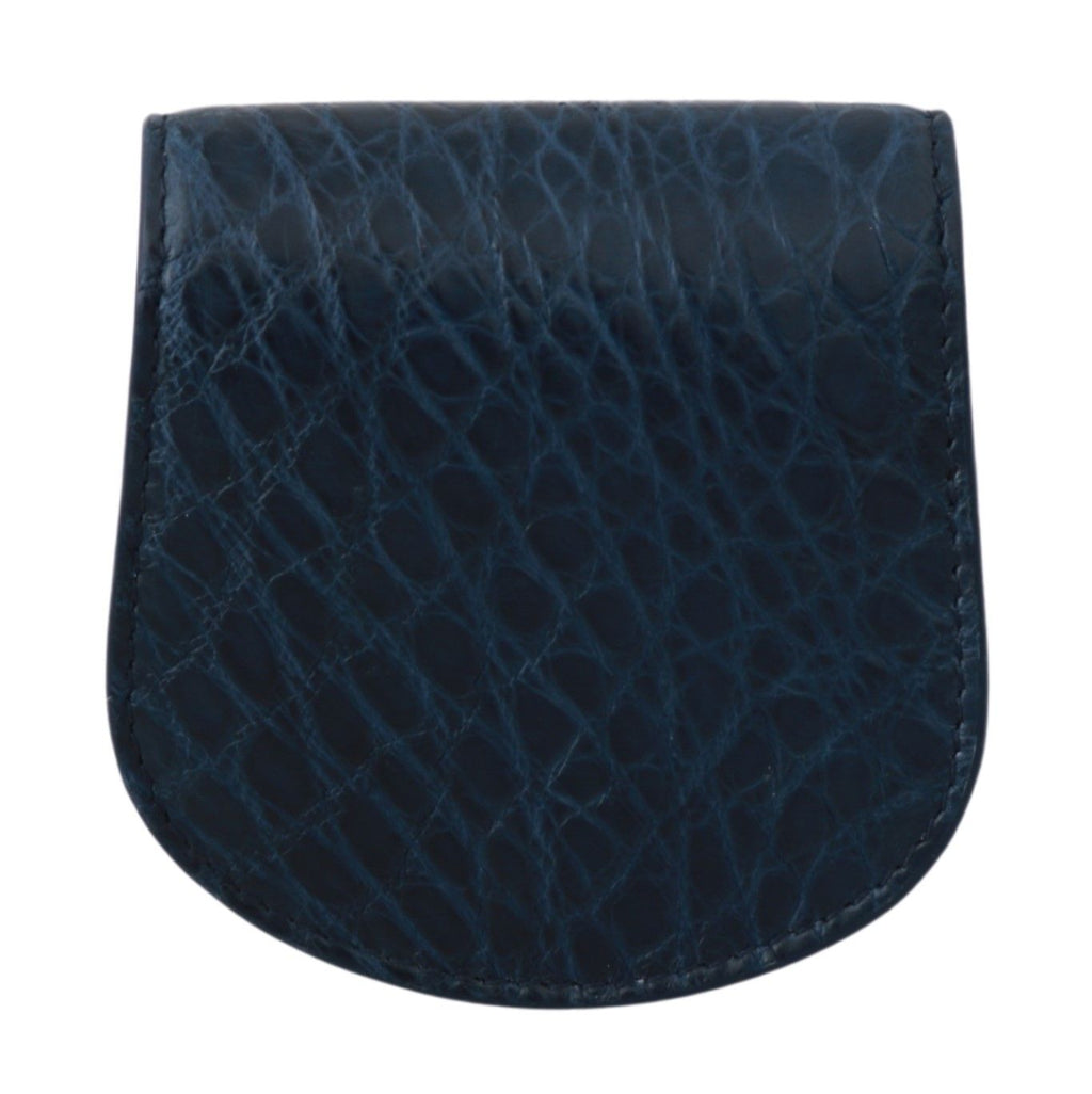 Dolce & Gabbana Portafoglio Tascabile Blu Porta Condom in Pelle Esotica Blu