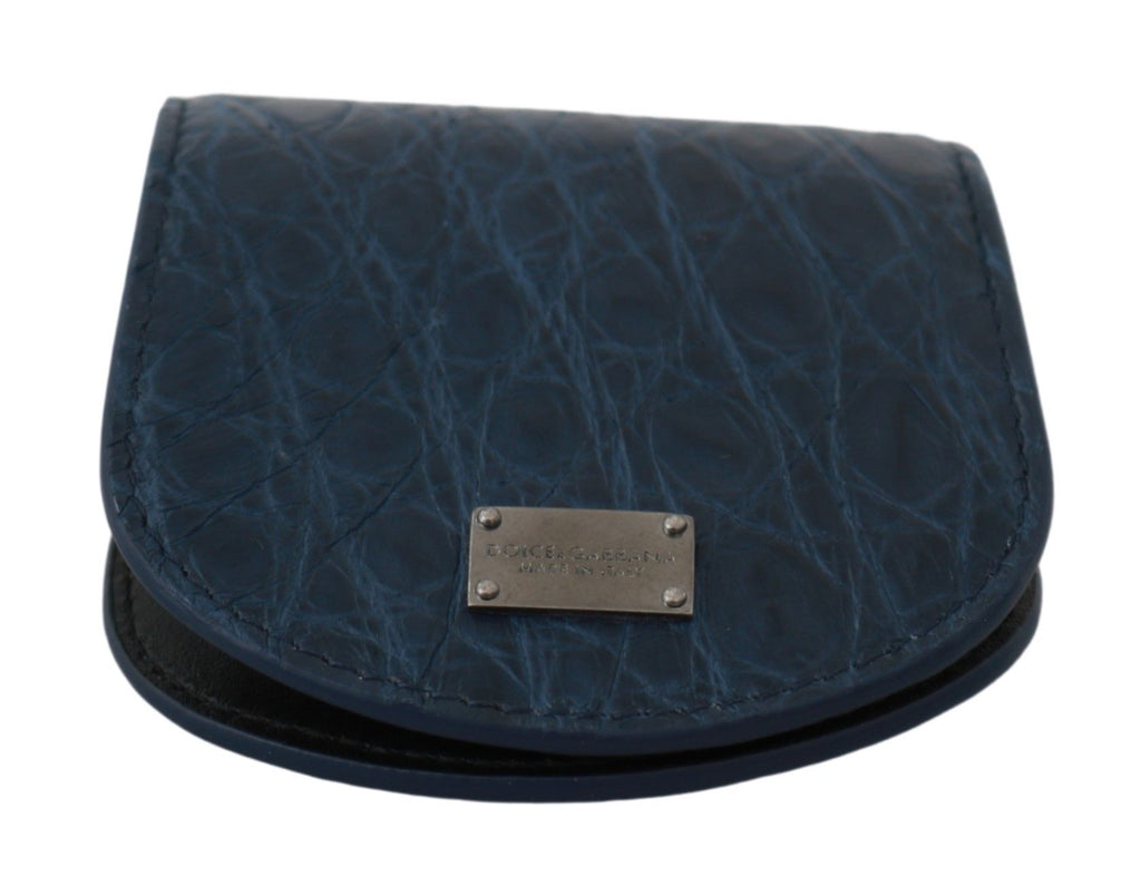 Dolce & Gabbana Portafoglio Tascabile Blu Porta Condom in Pelle Esotica Blu