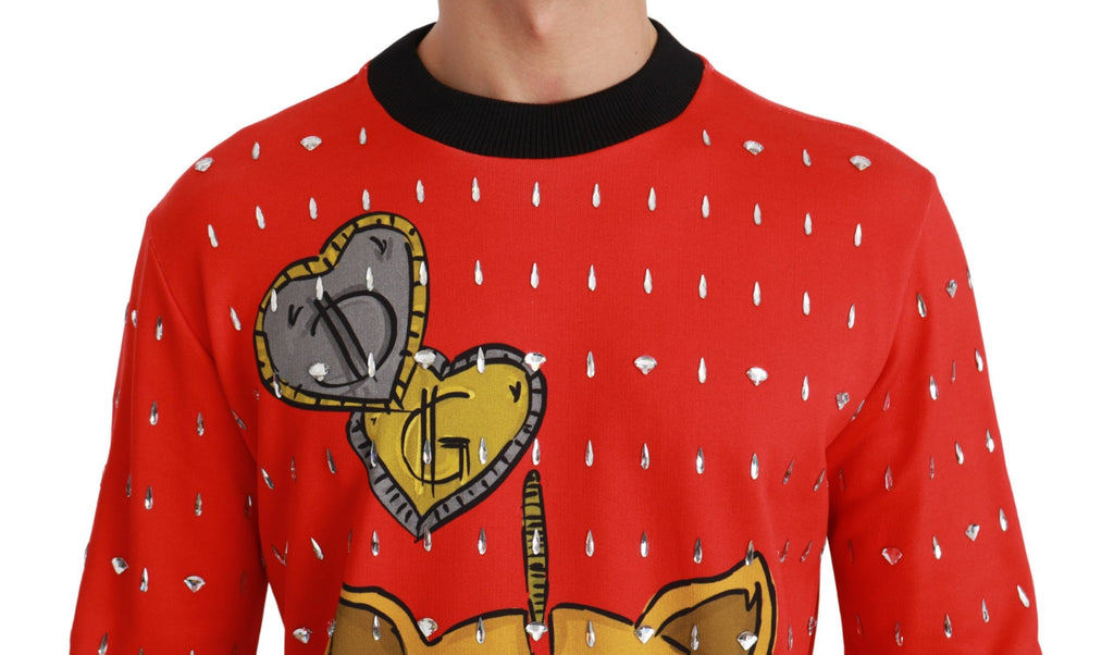 Dolce & Gabbana Maglione Anno del Maiale con Cristalli Rossi