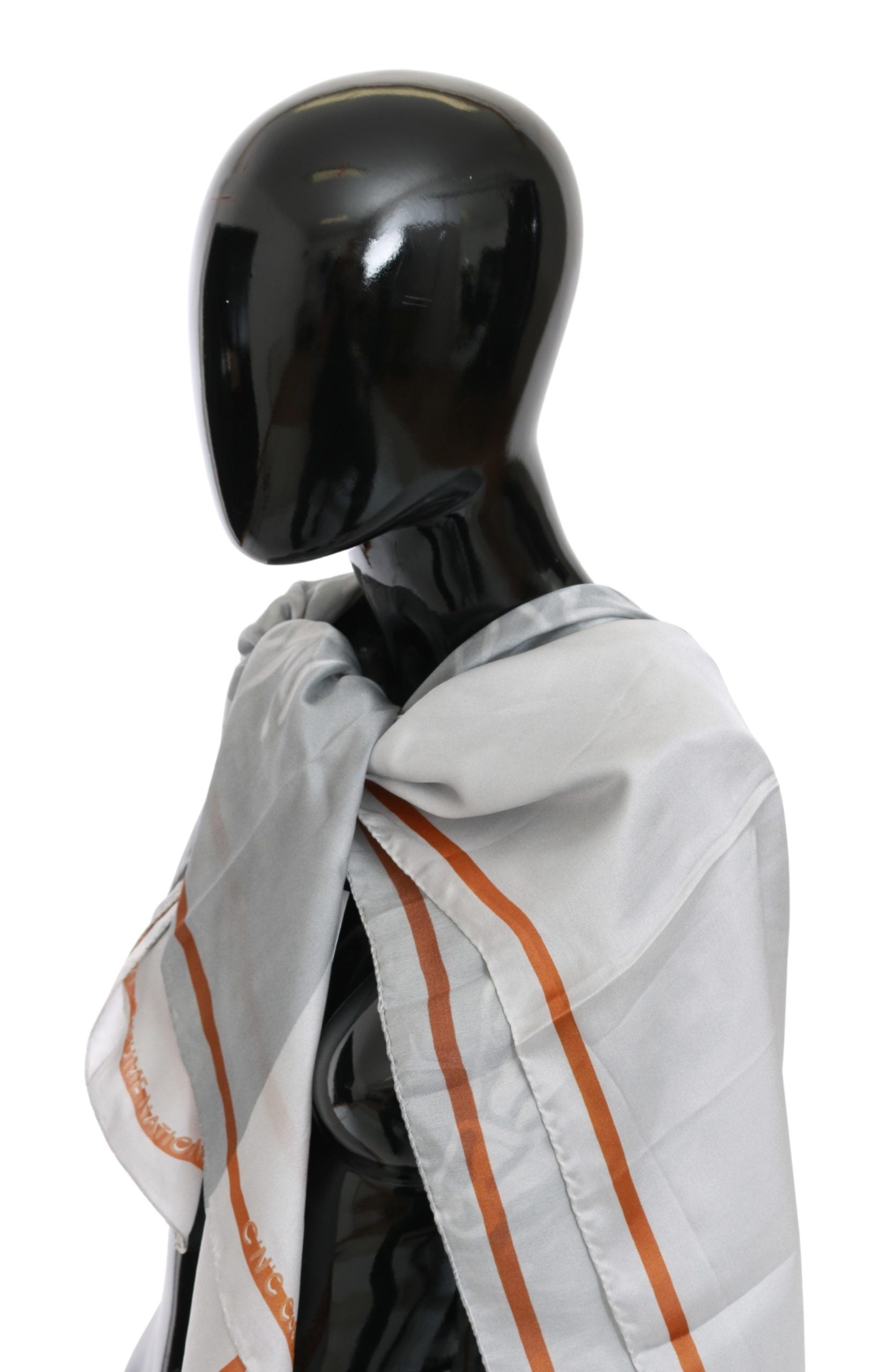 Sciarpa Foulard Fascia Seta Grigio Rosso Costume National