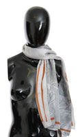 Sciarpa Foulard Fascia Seta Grigio Rosso Costume National