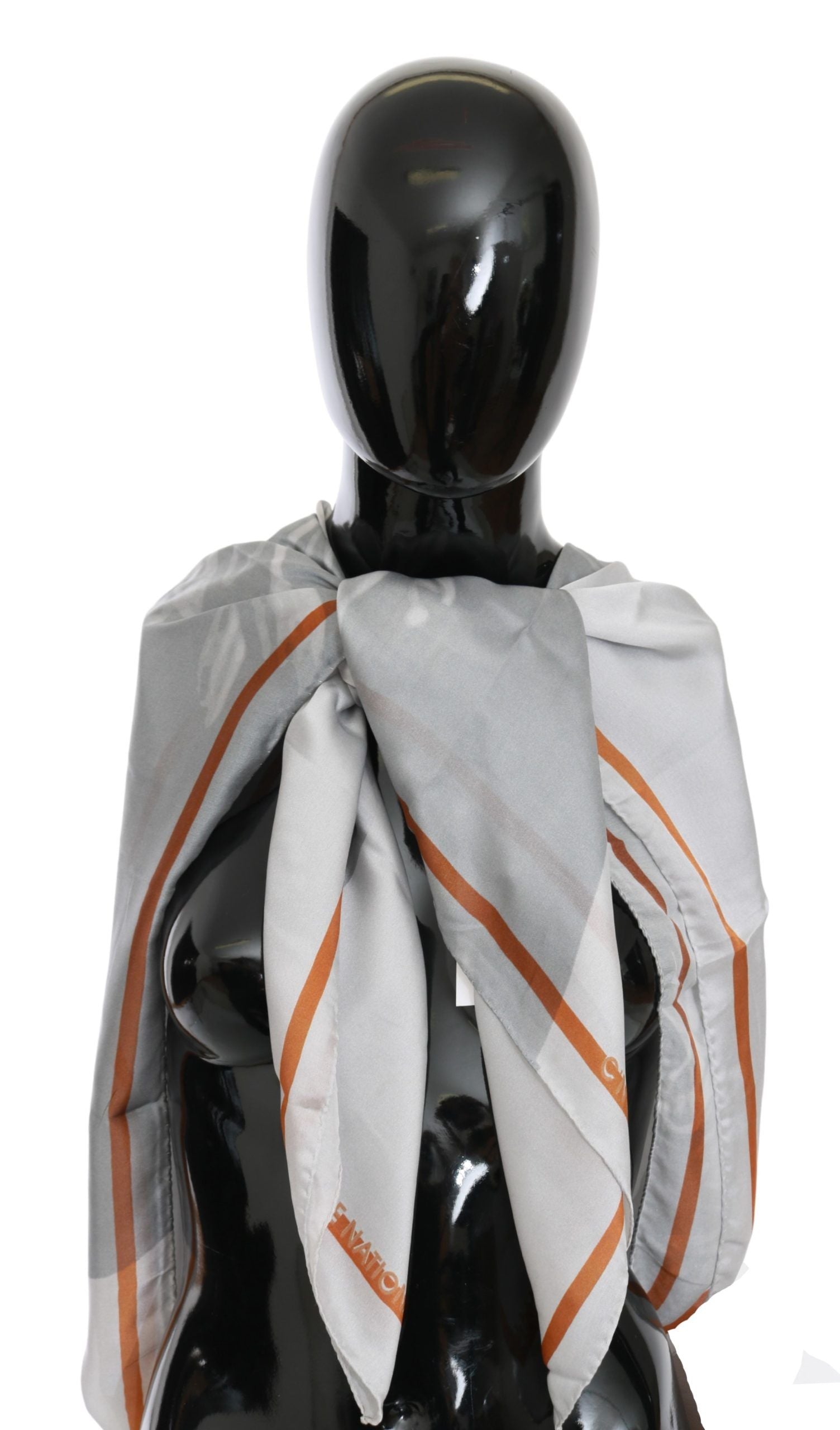 Sciarpa Foulard Fascia Seta Grigio Rosso Costume National