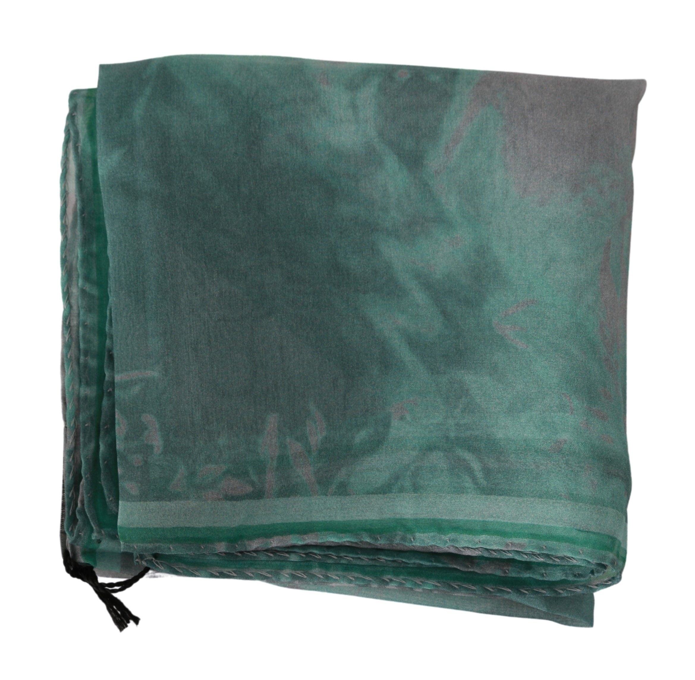 Costume National Sciarpa Foulard Stola di Seta Verde