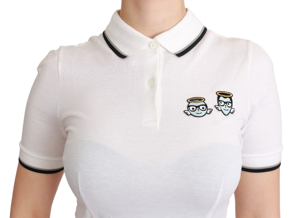 T-shirt Polo in Cotone Bianco Dolce & Gabbana #dgfamily