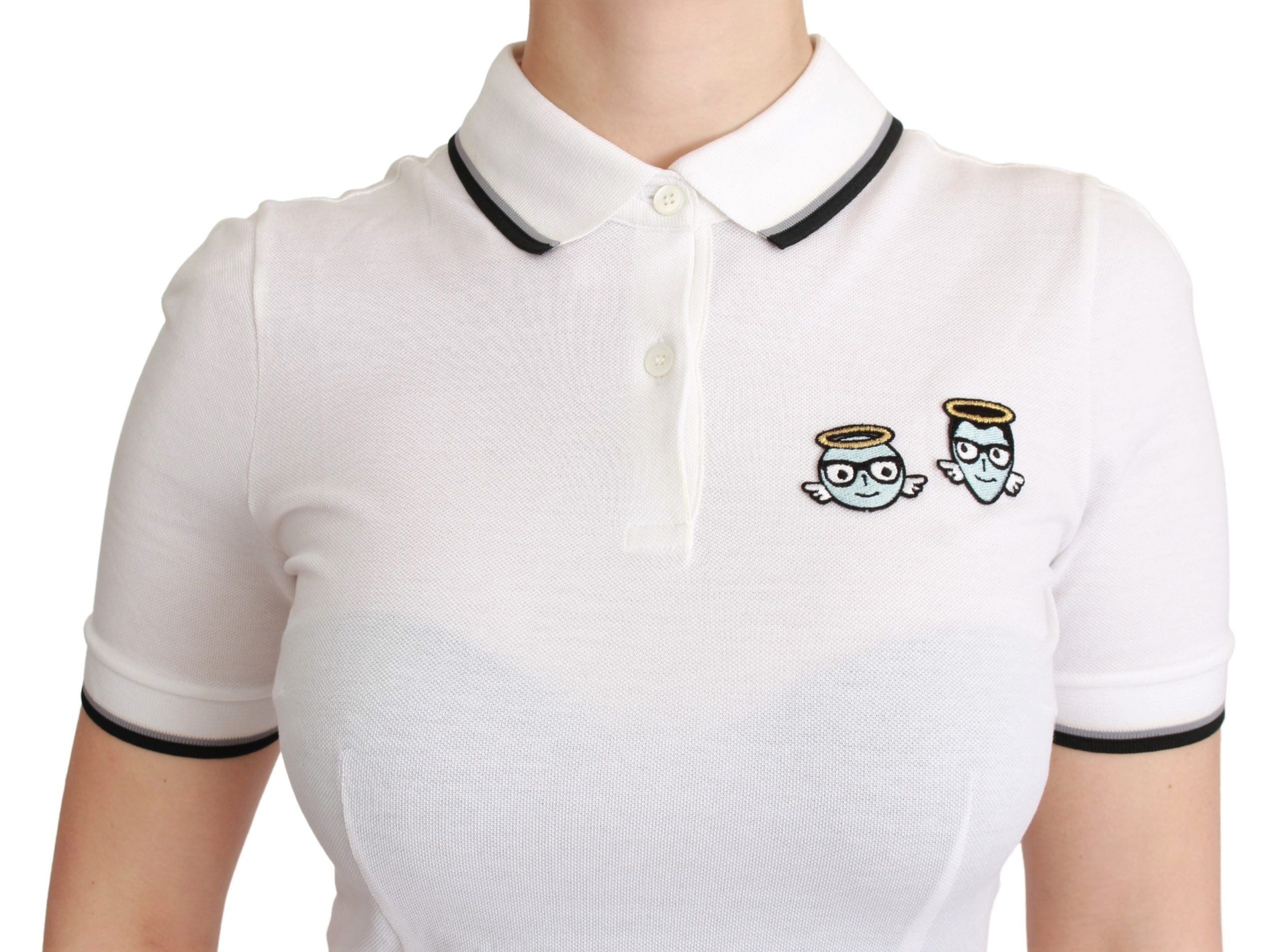 T-shirt Polo in Cotone Bianco Dolce & Gabbana #dgfamily
