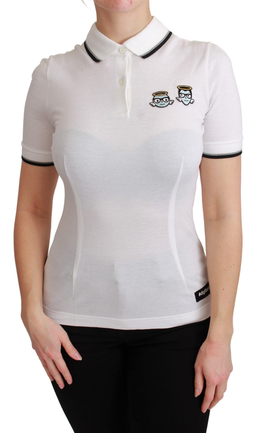 T-shirt Polo in Cotone Bianco Dolce & Gabbana #dgfamily